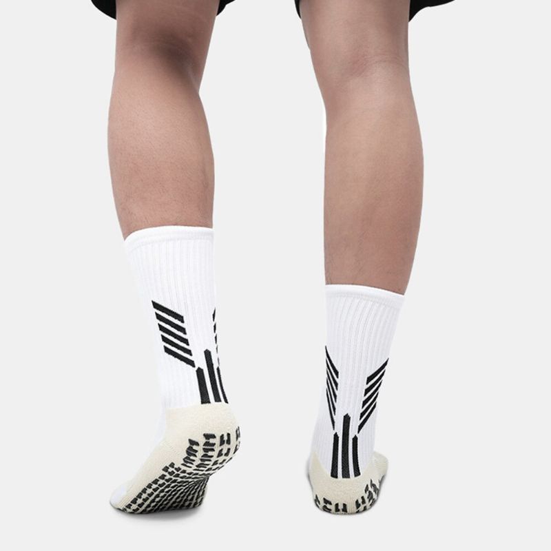 1 Paires Hommes Tube Chaussette Nylon Rayures Contraste Couleurs Distribution Anti-dérapant Absorbant La Sueur Pression Sports De Plein Air Chaussettes Chaussettes De Football