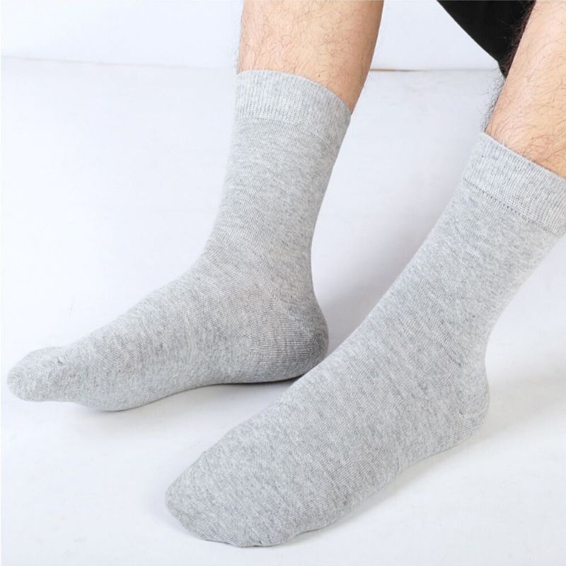 10 Paires Hommes Coton Couleur Unie Été Mince Déodorant Absorbant La Sueur Tube Chaussettes