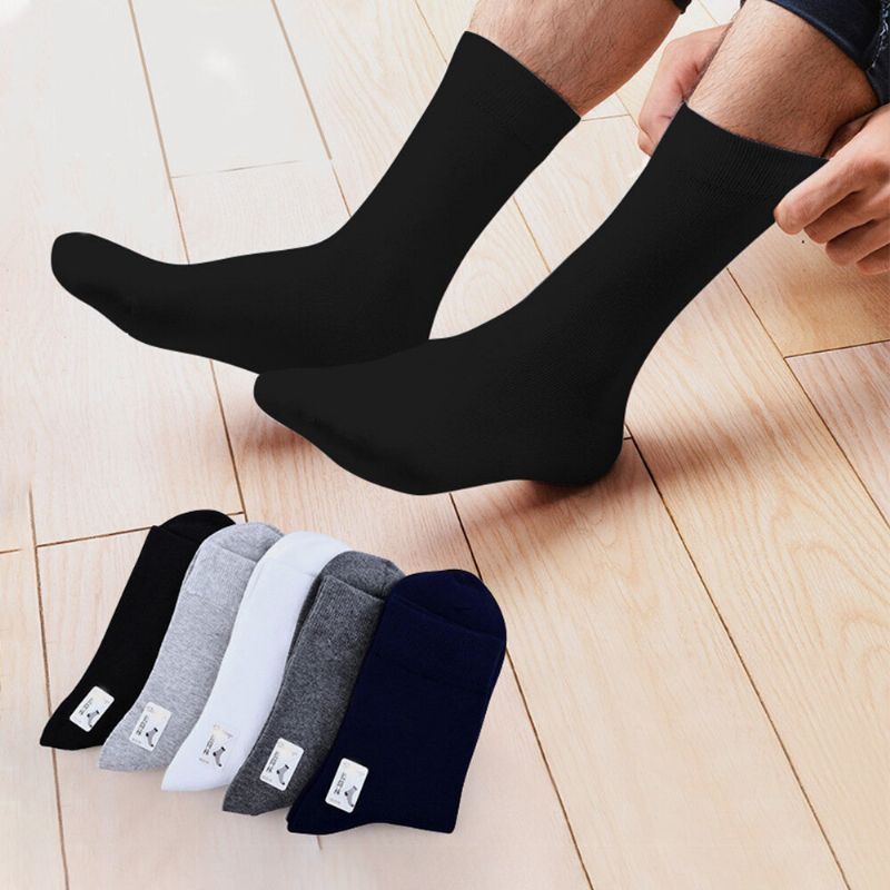 10 Paires Hommes Coton Couleur Unie Été Mince Déodorant Absorbant La Sueur Tube Chaussettes