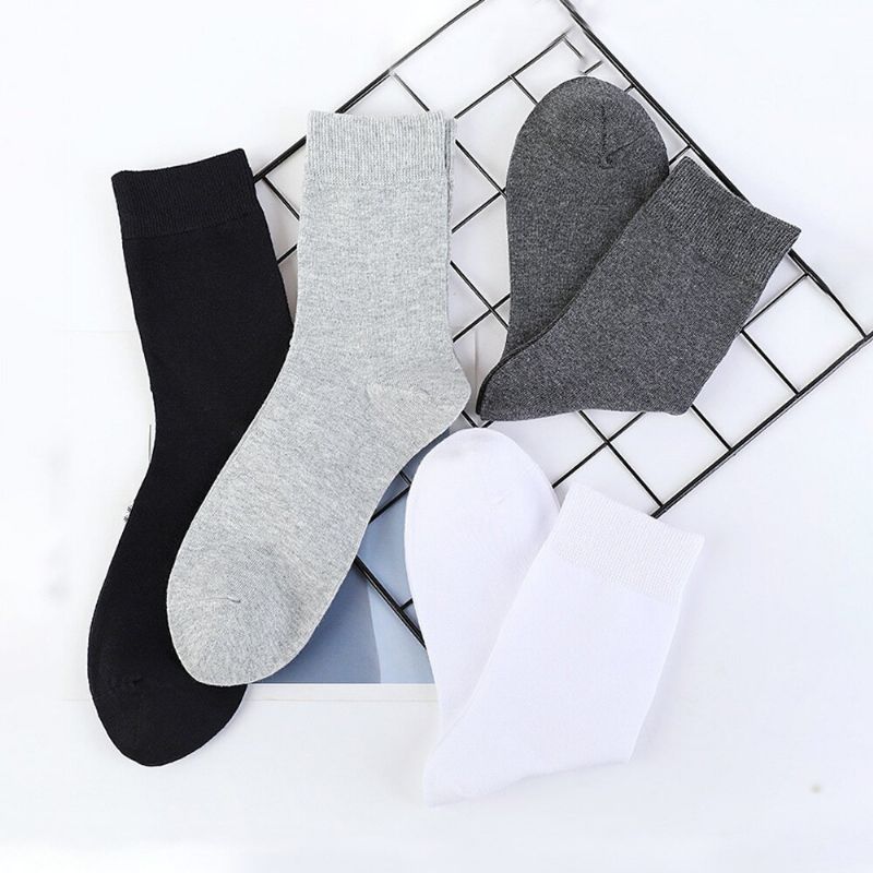 10 Paires Hommes Coton Couleur Unie Été Mince Déodorant Absorbant La Sueur Tube Chaussettes