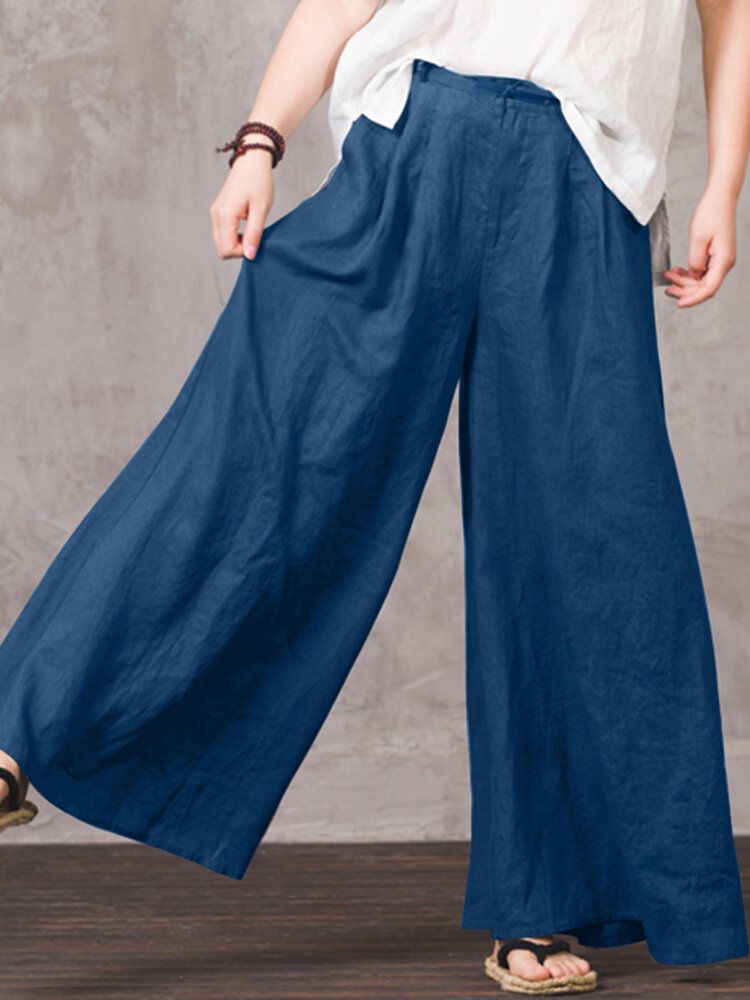 100% Coton Femme Coupe Ample Longueur Au Sol Pantalon