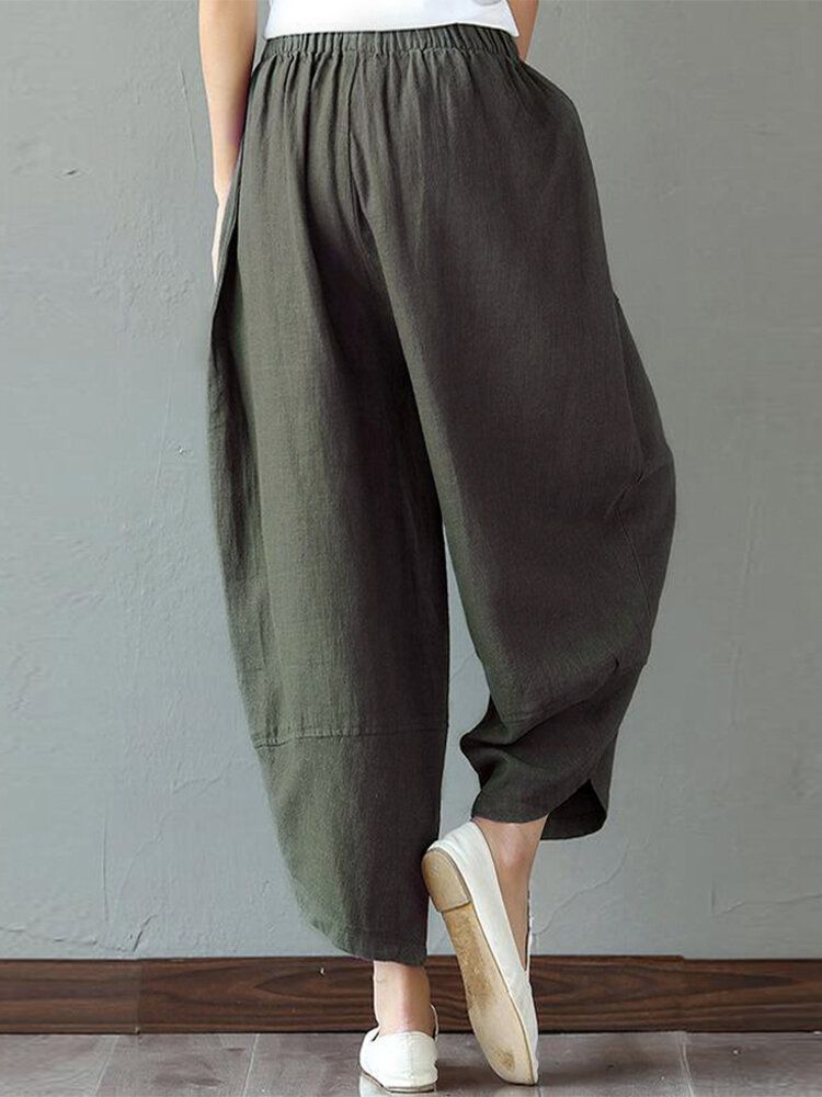 100% Coton Loose Plicing Neuvième Pantalon Vintage Style Ethnique