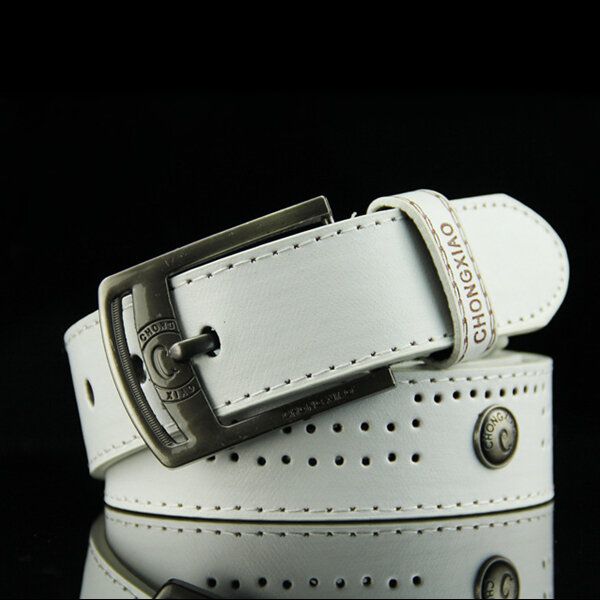 110 cm Hommes En Cuir Pu Cowboy Ceinture Loisirs Sauvage Poreux Rivet Punk Broche Ceinture Ceinture Bandes