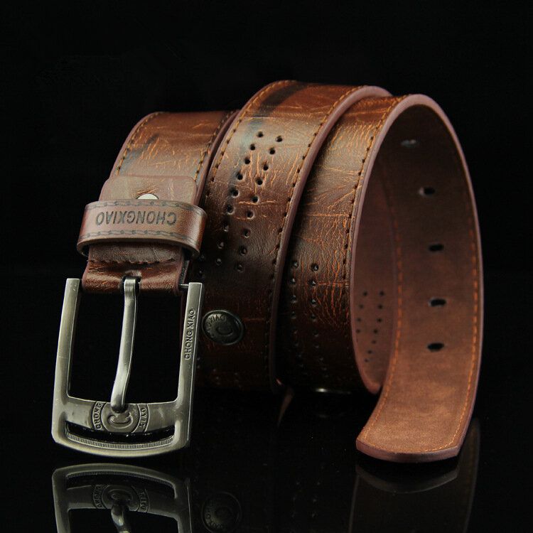 110 cm Hommes En Cuir Pu Cowboy Ceinture Loisirs Sauvage Poreux Rivet Punk Broche Ceinture Ceinture Bandes