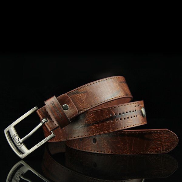 110 cm Hommes En Cuir Pu Cowboy Ceinture Loisirs Sauvage Poreux Rivet Punk Broche Ceinture Ceinture Bandes