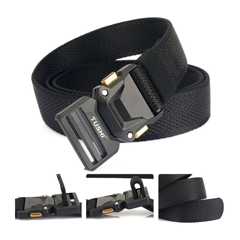 120 cm Hommes Nylon Élastique Casual All-match Ceinture Tactique Extérieure Cargo Ceinture Avec Boucle À Dégagement Rapide Robuste