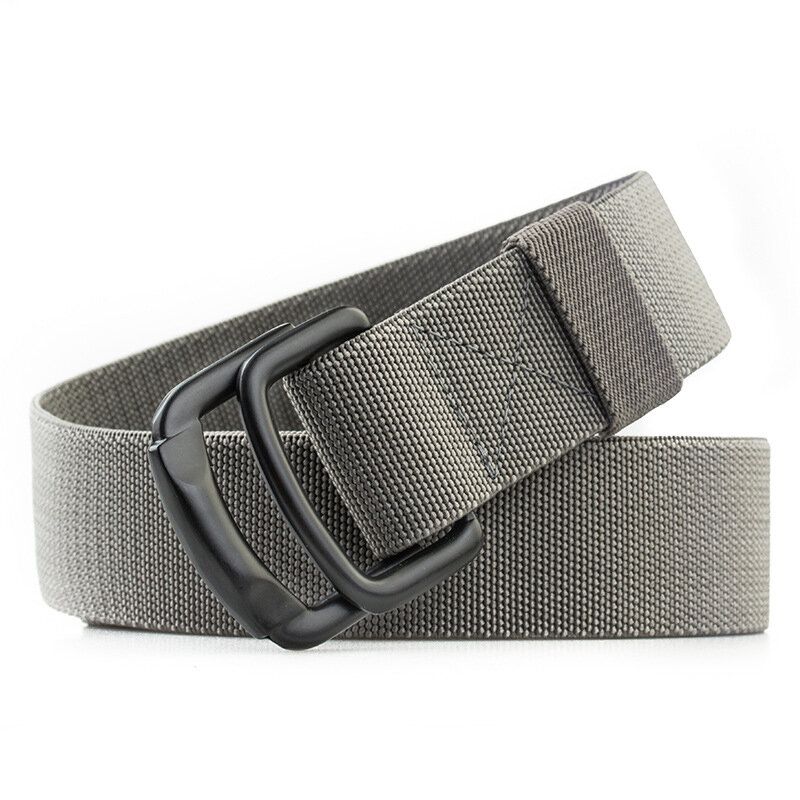 125 cm Hommes Casual Double-anneau Élastique Tressé Ceinture Boucle En Métal Ceinture En Toile