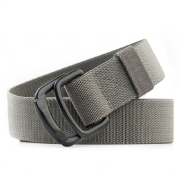 125 cm Hommes Casual Double-anneau Élastique Tressé Ceinture Boucle En Métal Ceinture En Toile