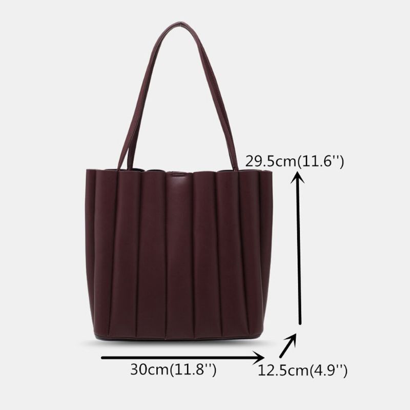 2 Pièces Femmes En Cuir Pu Rayure Petit Sac Carré Grande Capacité Sac Froncé Sac À Main Sac À Bandoulière