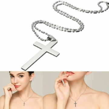 20 ''chaîne En Acier Inoxydable Croix Pendentif En Argent Collier Bijoux Cadeau De Noël