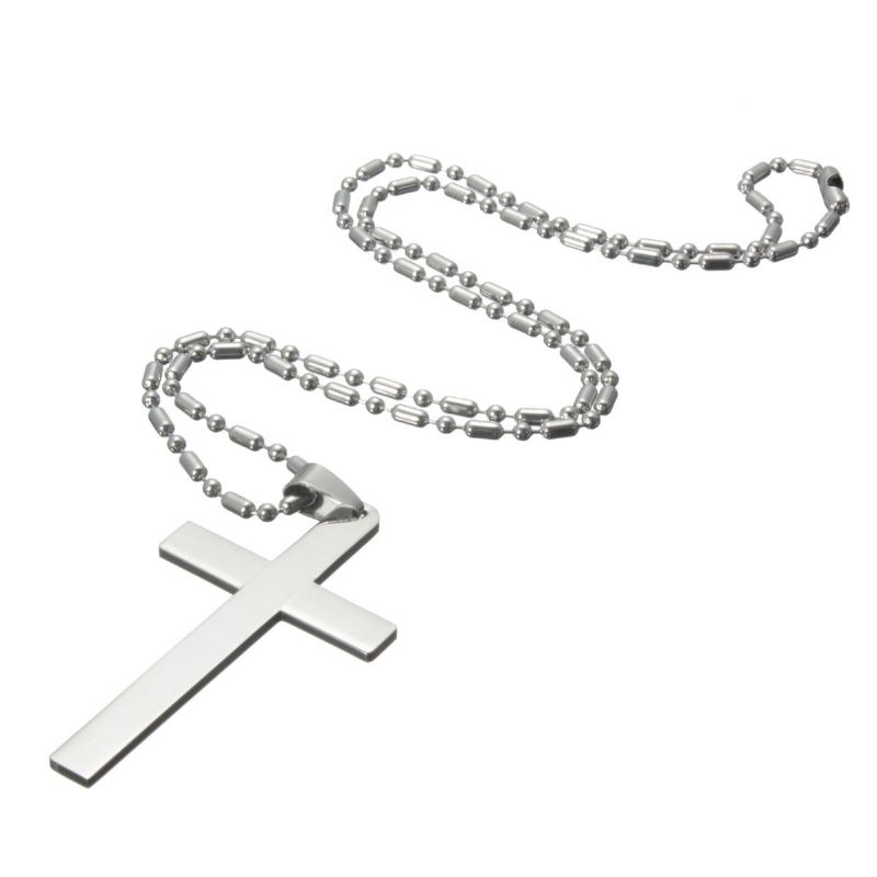 20 ''chaîne En Acier Inoxydable Croix Pendentif En Argent Collier Bijoux Cadeau De Noël