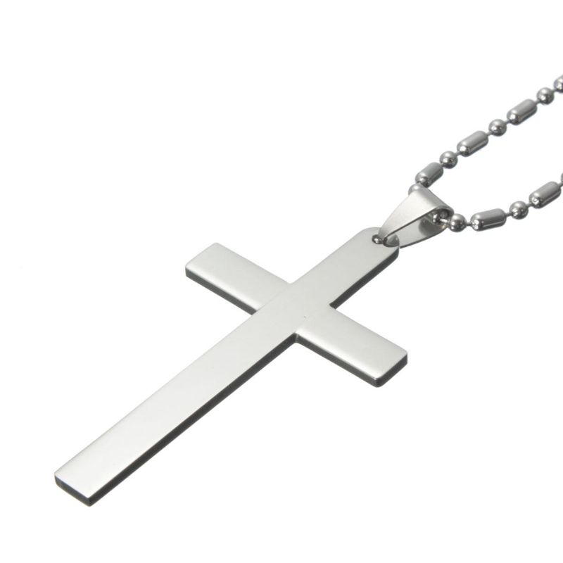 20 ''chaîne En Acier Inoxydable Croix Pendentif En Argent Collier Bijoux Cadeau De Noël