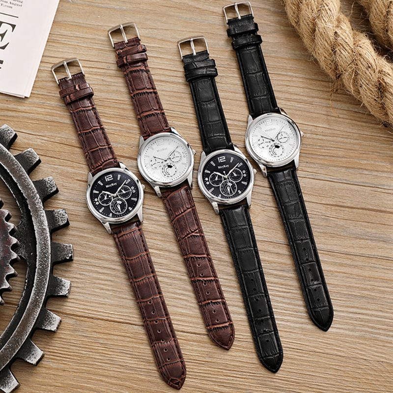 4 Couleurs Pour Hommes En Acier Inoxydable Affaires Décontracté Bracelet En Cuir Montre À Quartz