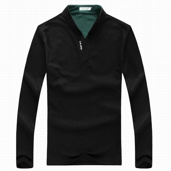 6 Couleurs Chemise De Golf À Manches Longues Pour Hommes Couleur Unie Décontracté Col Montant