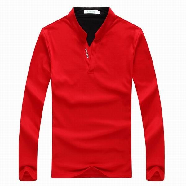 6 Couleurs Chemise De Golf À Manches Longues Pour Hommes Couleur Unie Décontracté Col Montant