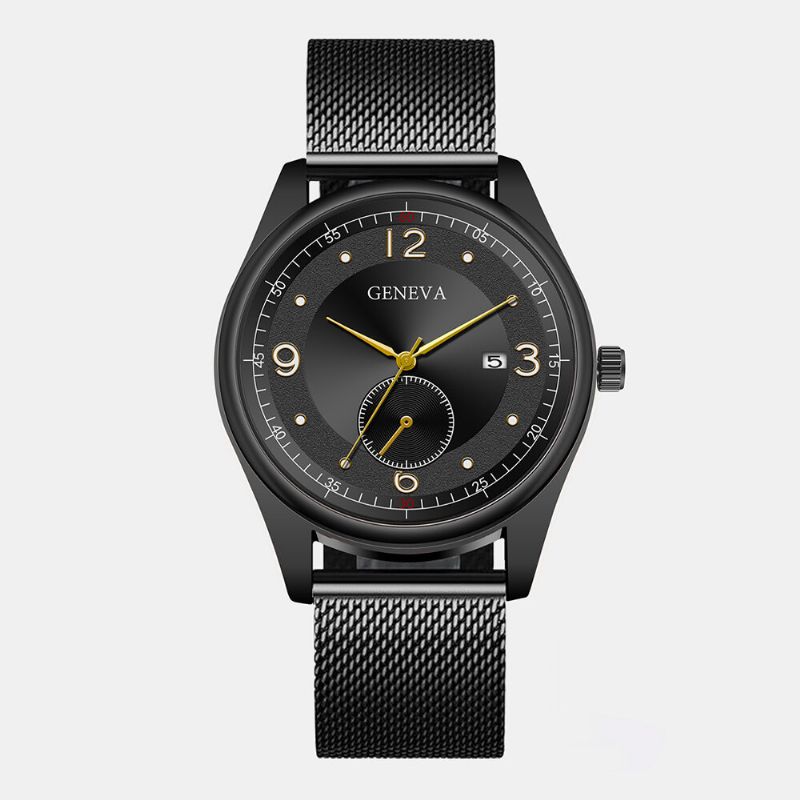 8 Couleurs En Alliage D'acier Inoxydable Montre D'affaires Décontractée Pour Hommes Montre À Quartz Simple En Alliage Numérique Avec Bracelet En Maille