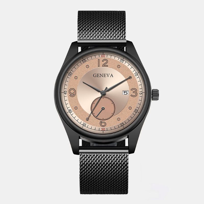 8 Couleurs En Alliage D'acier Inoxydable Montre D'affaires Décontractée Pour Hommes Montre À Quartz Simple En Alliage Numérique Avec Bracelet En Maille