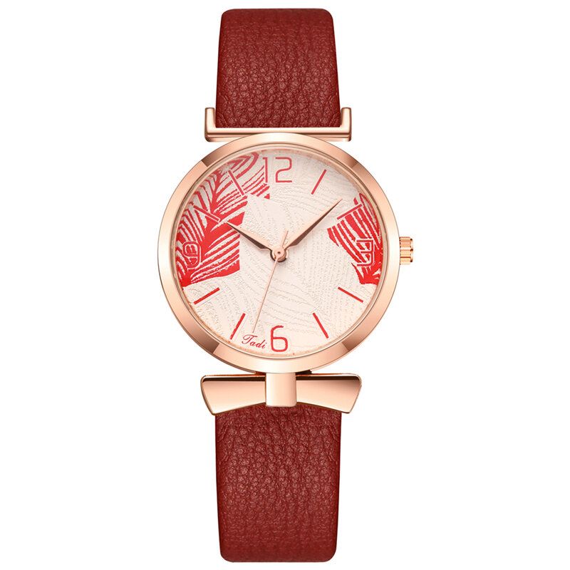 À La Mode Drôle À La Mode Femmes Montres Arbre Motif Cadran Or Rose Alliage Boîtier En Cuir Bande Montre À Quartz