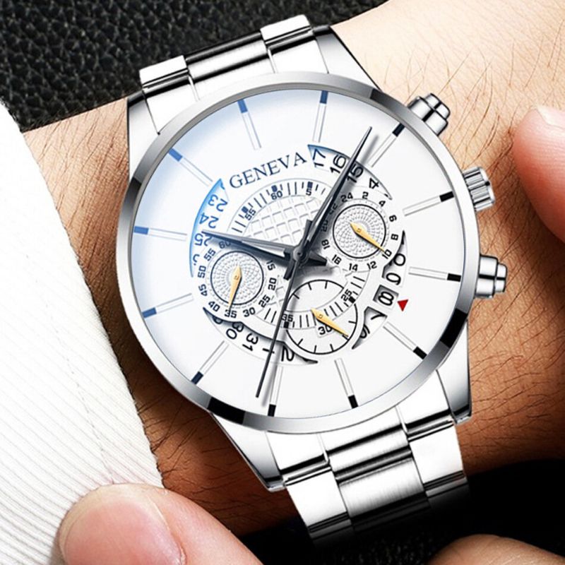 Affaires Avec Cadran En Acier Inoxydable Montre À Quartz Étanche Pour Hommes