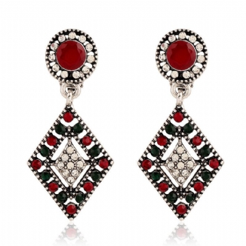 Africain Hallow Rhineston Ear Drop Boucles D'oreilles Retro Shiny Diamond Boucles D'oreilles Pour Les Femmes