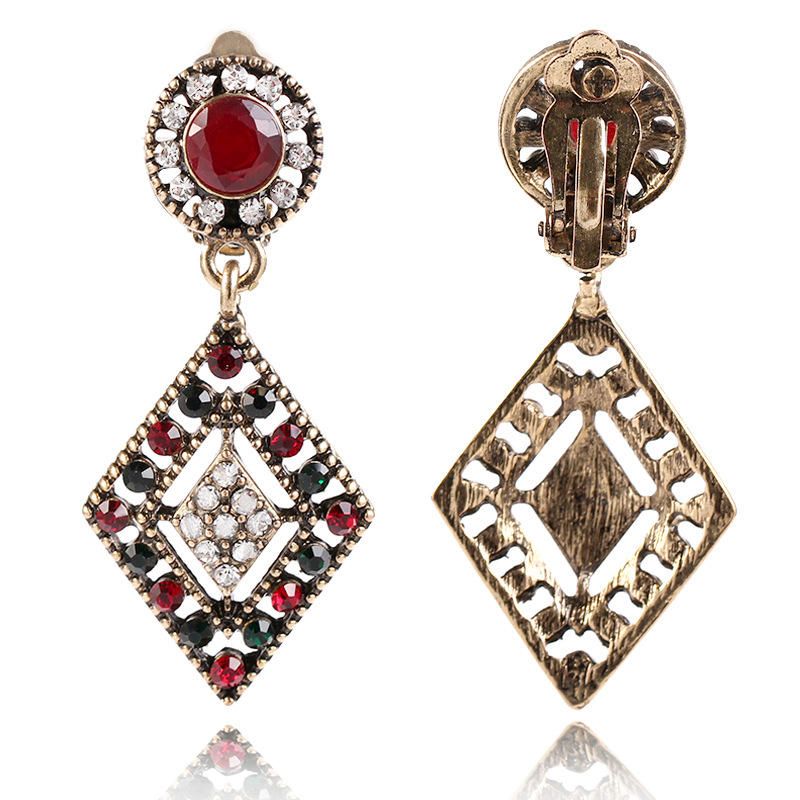 Africain Hallow Rhineston Ear Drop Boucles D'oreilles Retro Shiny Diamond Boucles D'oreilles Pour Les Femmes