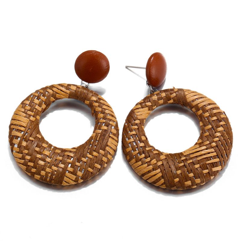 African Hallow Tressé Cercle Boucle D'oreille Style Rétro Boucle D'oreille Goutte D'oreille Pour Les Femmes