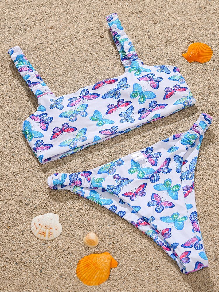 Animal Papillon Imprimé Rembourré Bikini Vacances Plage Maillots De Bain Pour Femmes