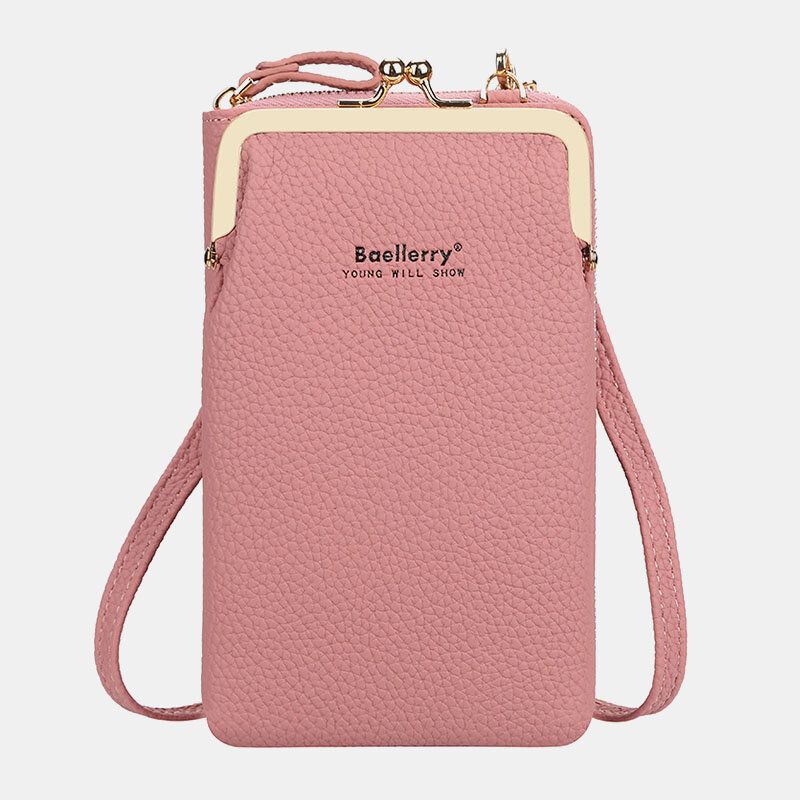 Baellerry Women Lychee Pattern 6 Card Slots 6.5 Inch Phone Bag Crossbody Bag