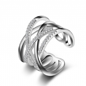 Bague Empilable Twining Clear CZ Bagues De Fiançailles En Zircone Éblouissante Pour Les Femmes