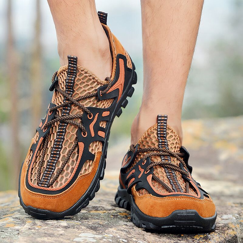 Baskets Décontractées De Randonnée En Plein Air À Lacets En Maille Douce Pour Hommes