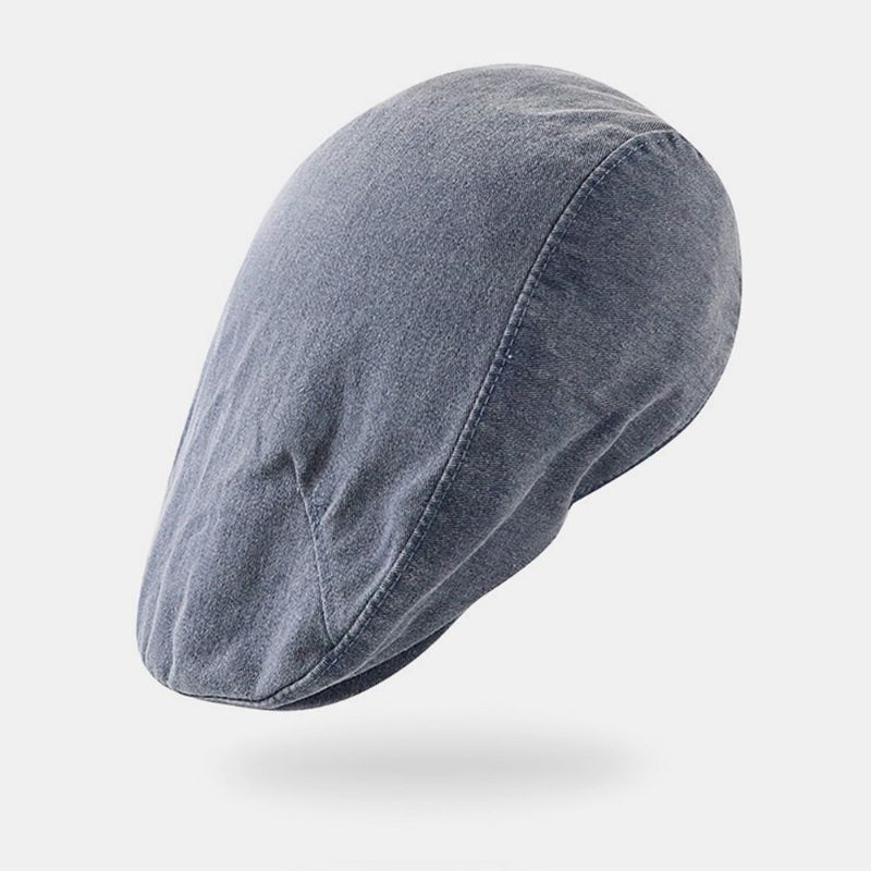 Bérets À Plis En Coton De Couleur Unie Pour Hommes Casquette Rétro Délavée À Dôme Avant Chapeau De Gavroche