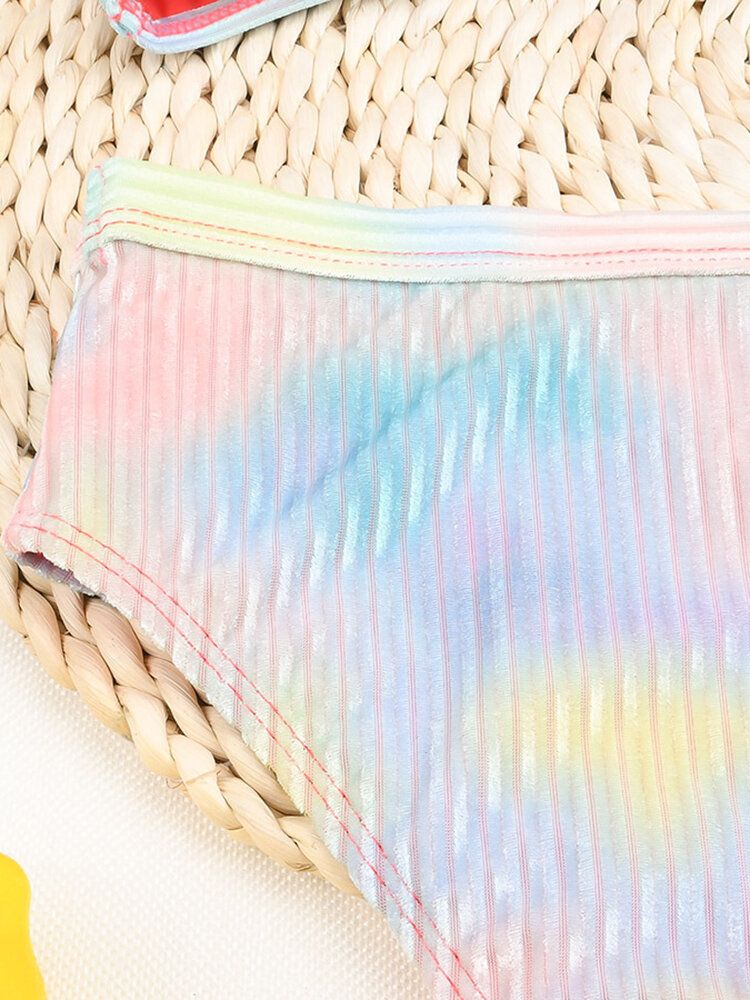 Bikini Taille Haute Bandeau Côtelé Sans Armatures À Imprimé Tie-dye