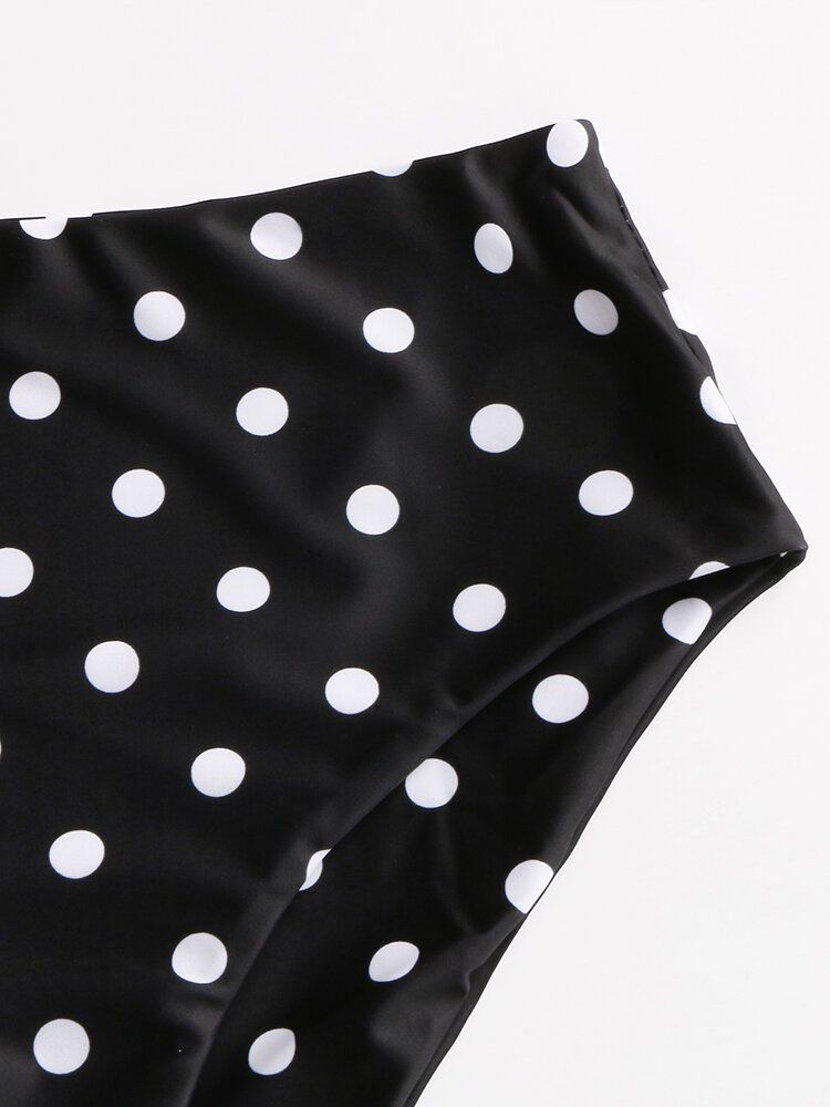 Bikini Taille Haute À Volants Et Imprimé À Pois Pour Femmes