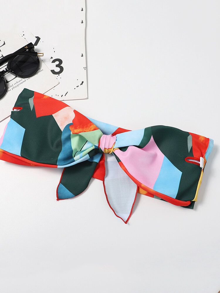 Bikinis Bandeau Sans Bretelles À Imprimé Coloré Pour Femmes Avec String