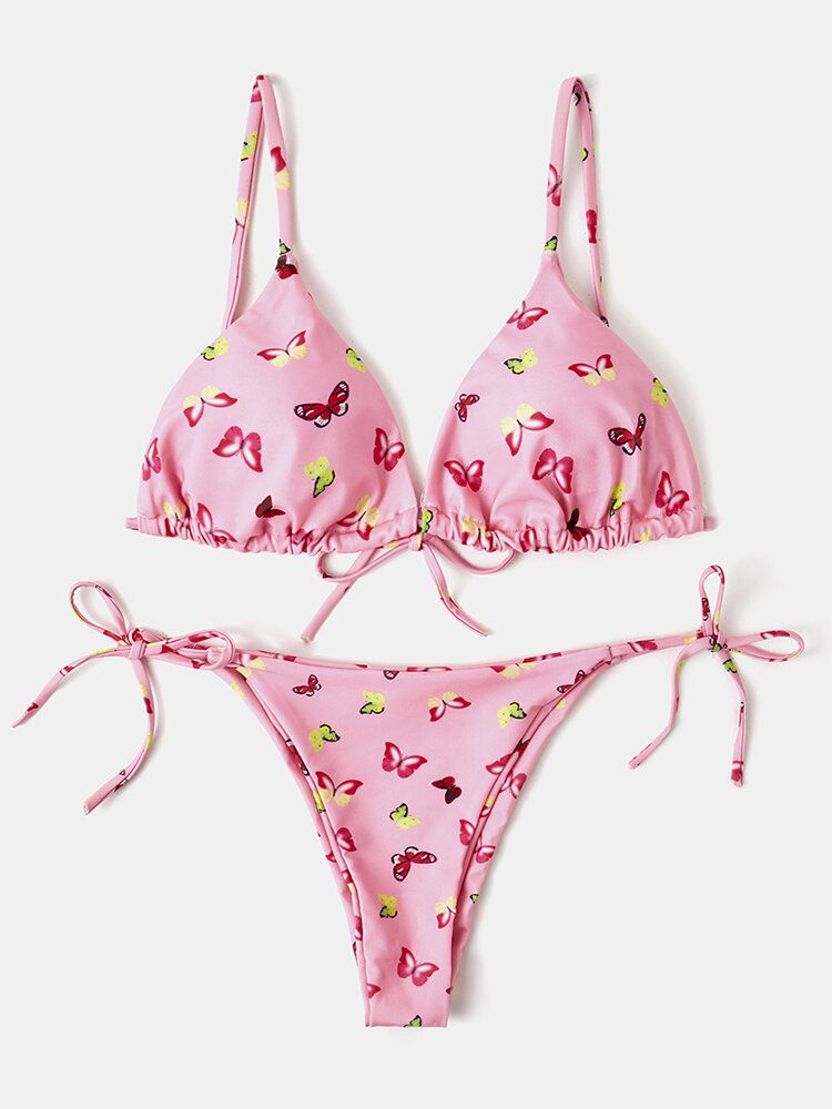 Bikinis String Dos Nu À Imprimé Papillon Coloré Pour Femmes