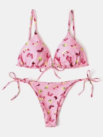 Bikinis String Dos Nu À Imprimé Papillon Coloré Pour Femmes