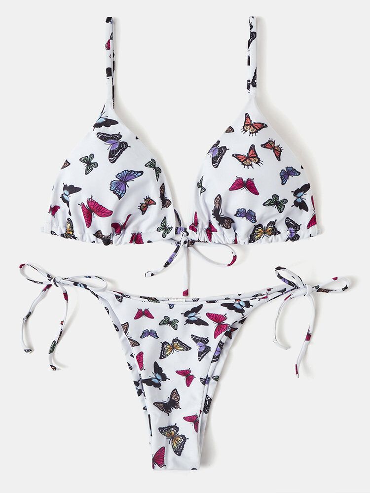 Bikinis String Dos Nu À Imprimé Papillon Coloré Pour Femmes