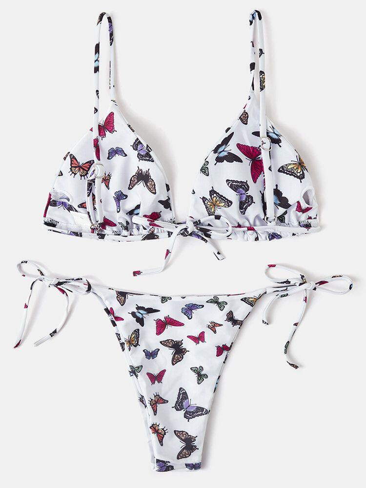 Bikinis String Dos Nu À Imprimé Papillon Coloré Pour Femmes