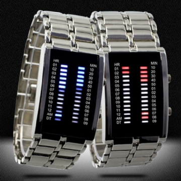 Binary Led Display Men Business Montres Numériques Électroniques Étanches Lumineuses