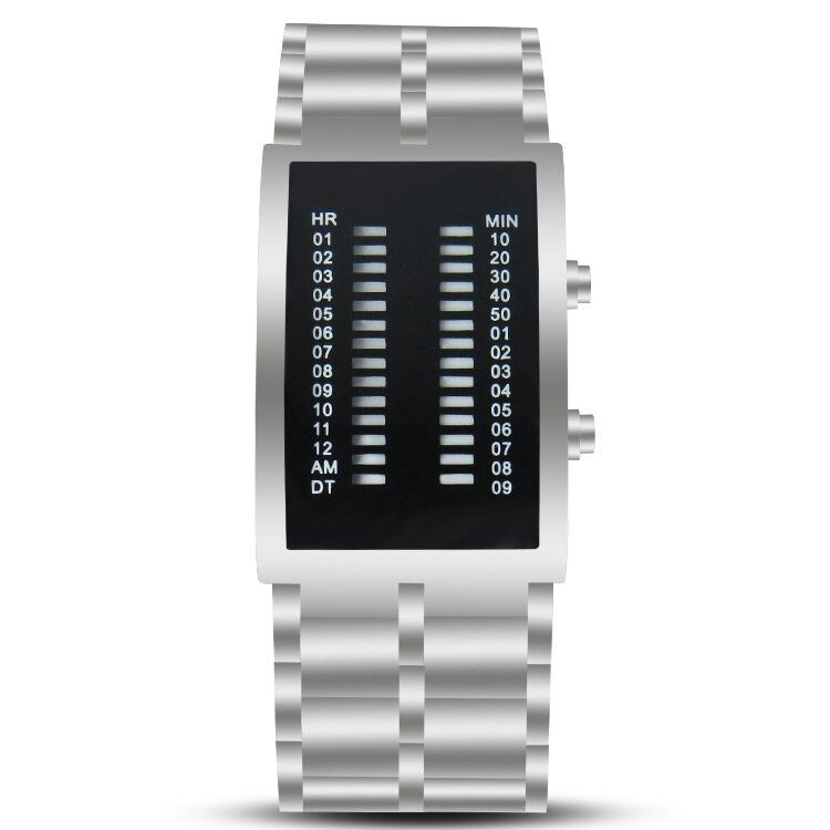 Binary Led Display Men Business Montres Numériques Électroniques Étanches Lumineuses