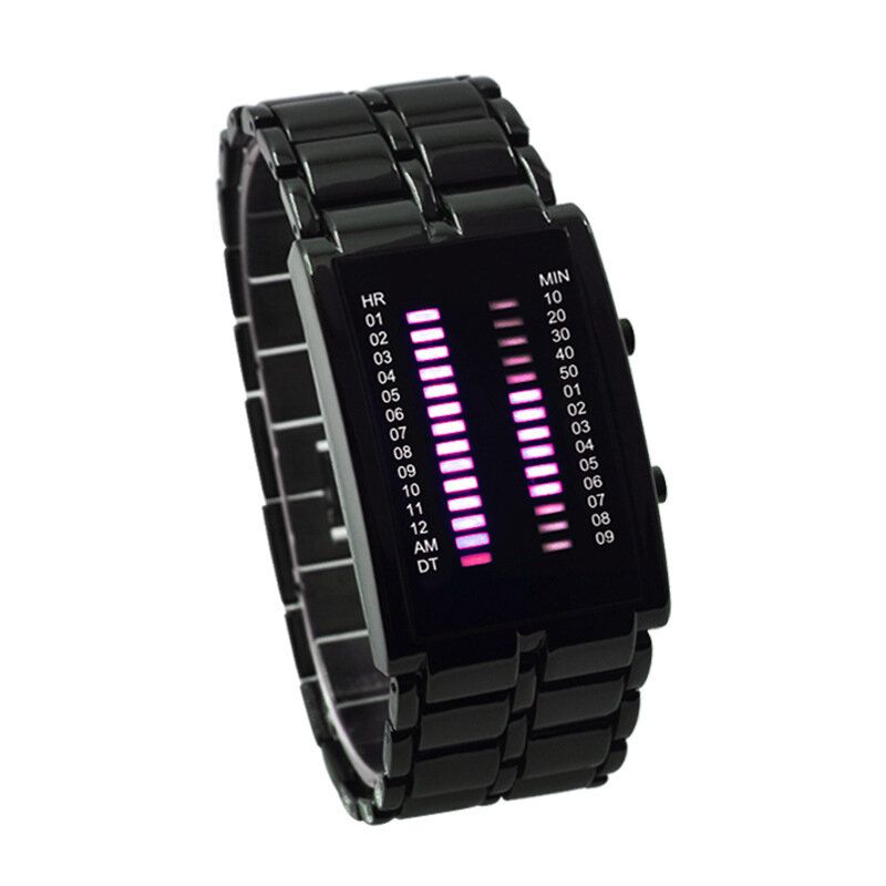 Binary Led Display Men Business Montres Numériques Électroniques Étanches Lumineuses