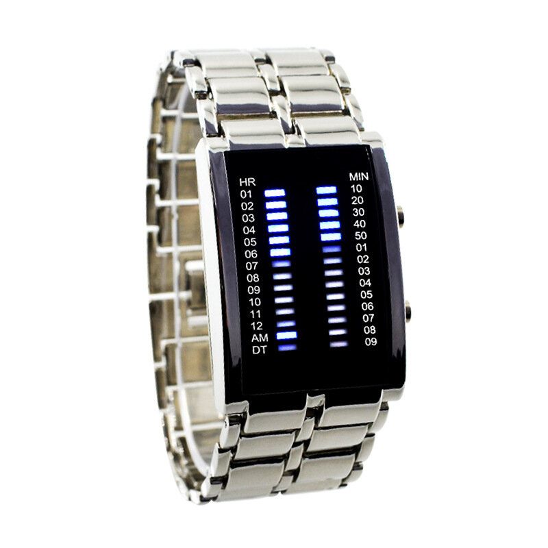 Binary Led Display Men Business Montres Numériques Électroniques Étanches Lumineuses