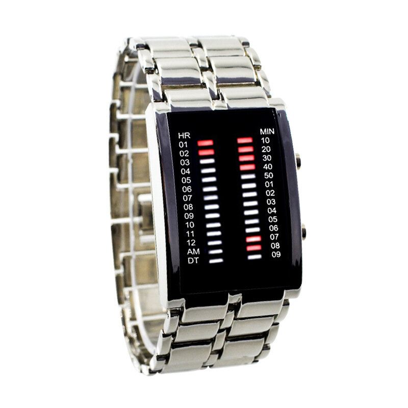 Binary Led Display Men Business Montres Numériques Électroniques Étanches Lumineuses