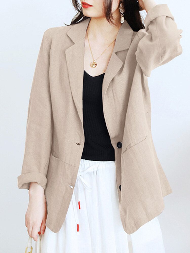 Blazer Décontracté 100% Coton Avec Poches Avant Pour Femme