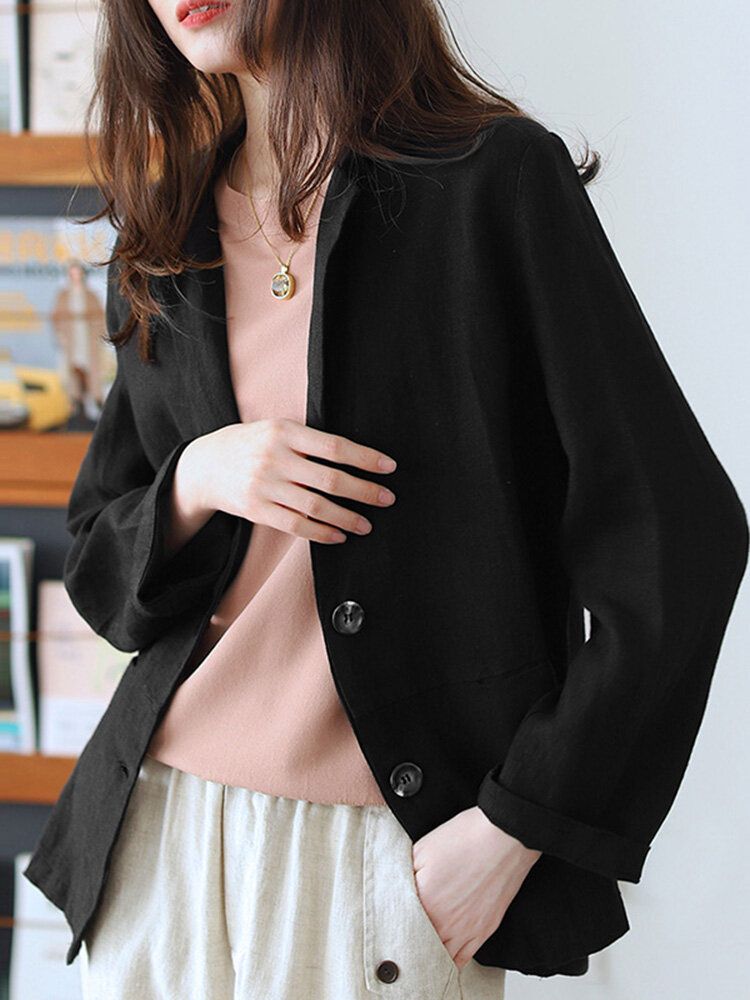 Blazer Décontracté 100% Coton Avec Poches Avant Pour Femme