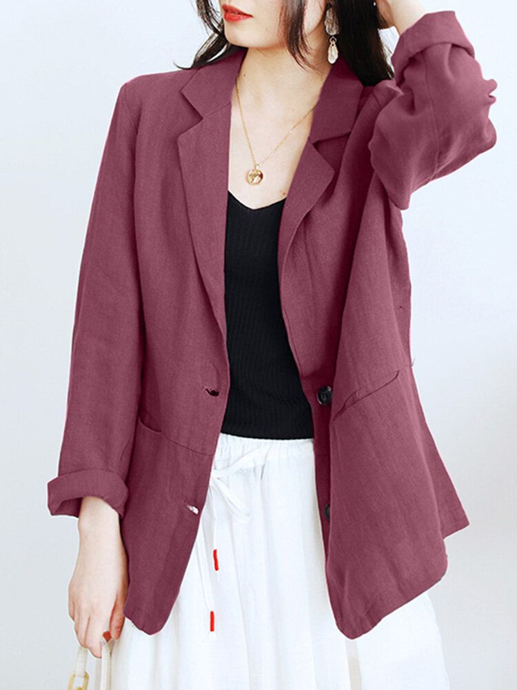 Blazer Décontracté 100% Coton Avec Poches Avant Pour Femme