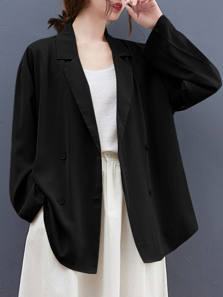 Blazer Uni À Manches Longues Et Revers Croisés Pour Femme