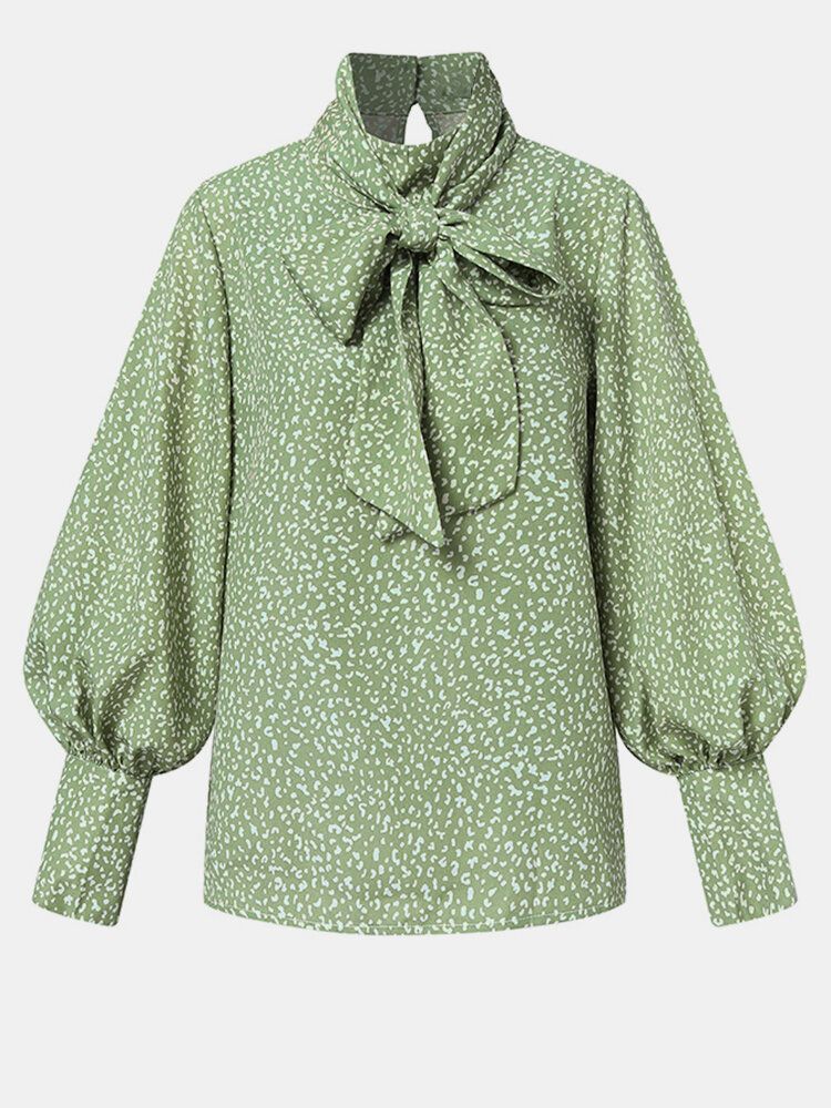 Blouse Décontractée À Col Montant Et Manches Lanterne Pour Femme