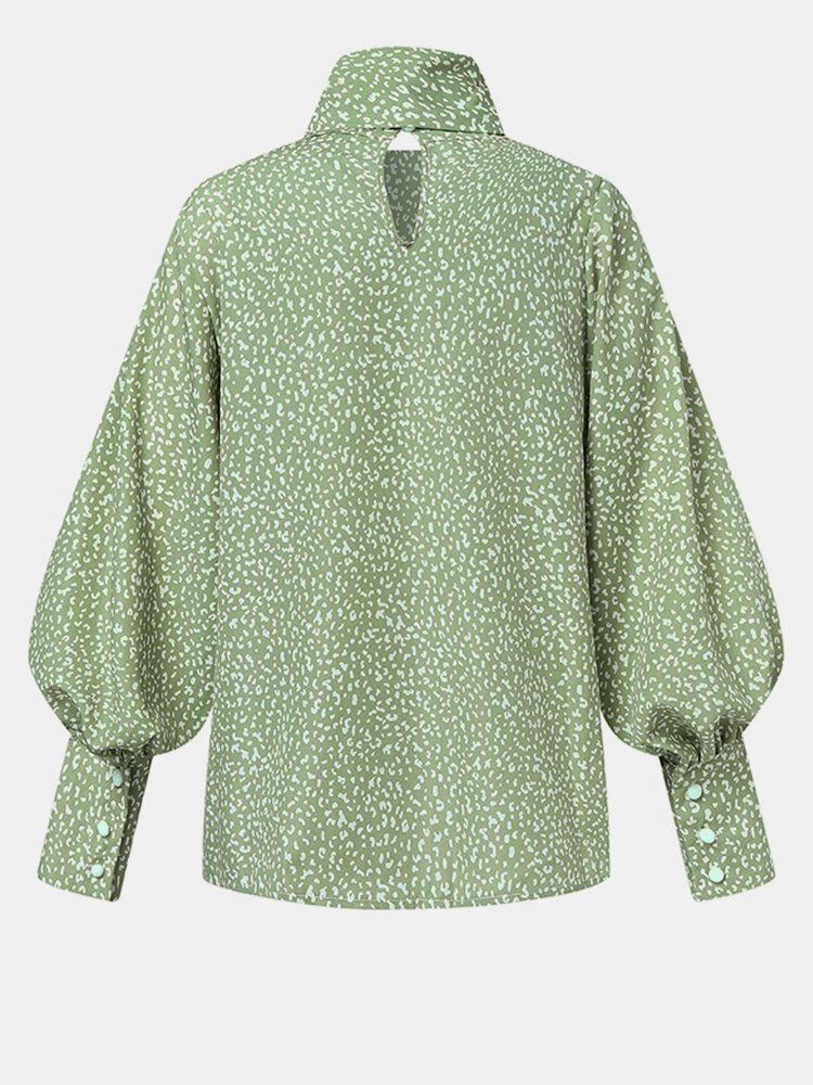 Blouse Décontractée À Col Montant Et Manches Lanterne Pour Femme