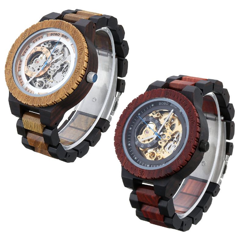 Bobo Bird R05 Montres-bracelets Lumineuses En Bois Pour Hommes Montre Mécanique